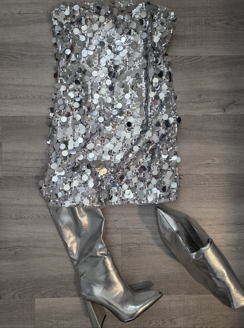 Silver slip dress